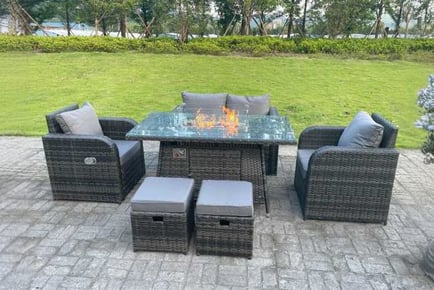 Luxurious Rattan Fire Pit Table Set