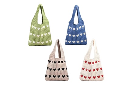 Women's Heart Crochet Tote Bag - 4 Options