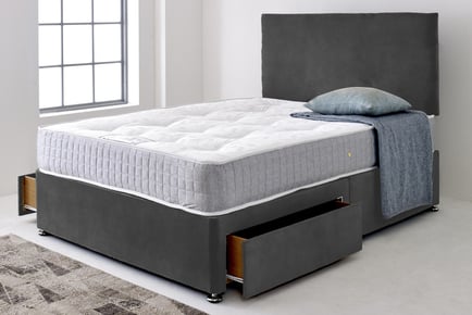 Lisbon Charcoal Divan Bed Set with Headboard & Ortho Mattress