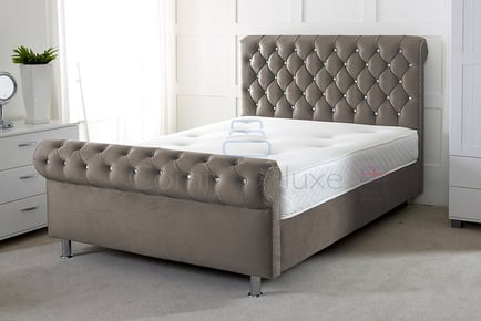 Chesterfield Sleigh Bed Frame - 4 Sizes and 6 Colours