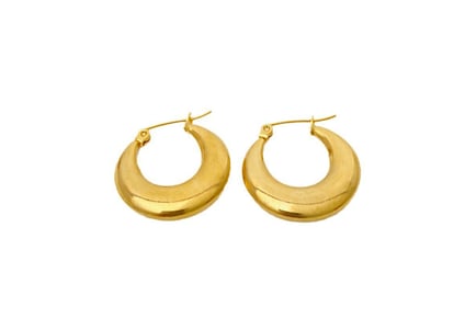 Solid Round Stainless Steel Gold Earrings - 2 Styles