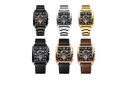 Men's Premium Square-Dial Quartz Watch - 6 Options