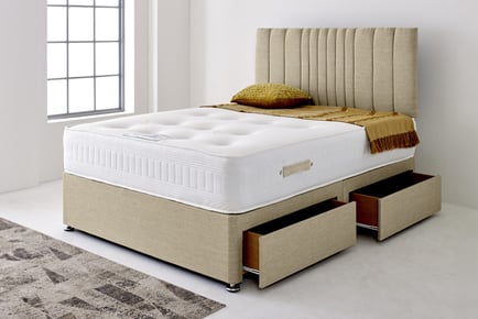 Complete Cashmere Divan Bed & Mattress Set, 5ft, 2 drawers, Cream