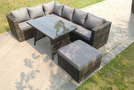 Rattan Sofa Set Table Footstool Outdoor