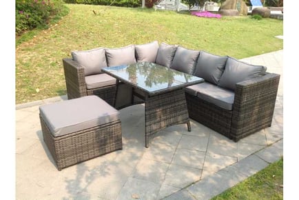 Rattan Sofa Set Table Footstool Outdoor