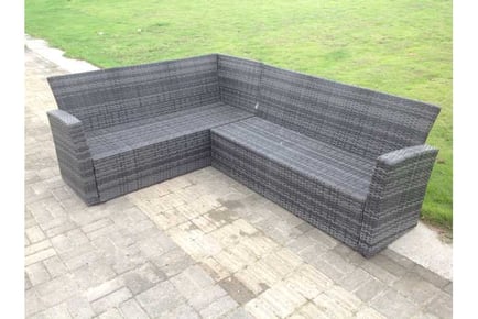 Grey Highback Rattan Sofa 9-Seater