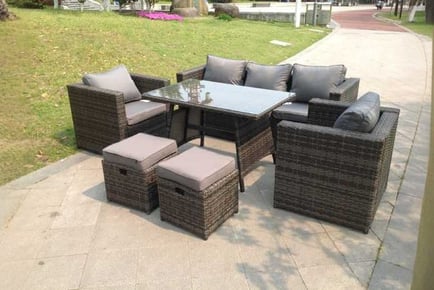 Rattan Sofa Dining Set Stools