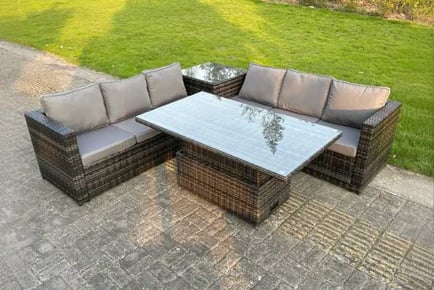 Luxurious PE Rattan Sofa Dining Set