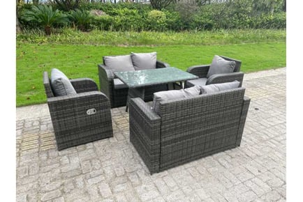 Rattan Dining Loveseat Sofa Chair Set