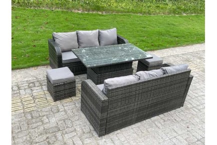 Rattan Outdoor Set Sofa Table Stools