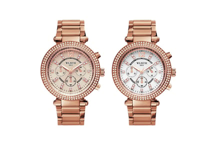 Women's Quartz Rhinestone Wrist Watch - Rose or White