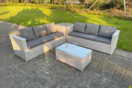 Rattan Garden Set: Sofa & 2 Tables