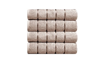 Pure Cotton Stripe Bath Towels, Set of 4, Mink