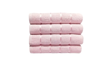 Pure Cotton Stripe Bath Towels, Set of 4, Mink