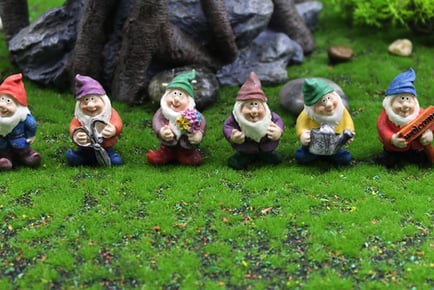 Set of 7 Hand-Painted Resin Garden Gnomes