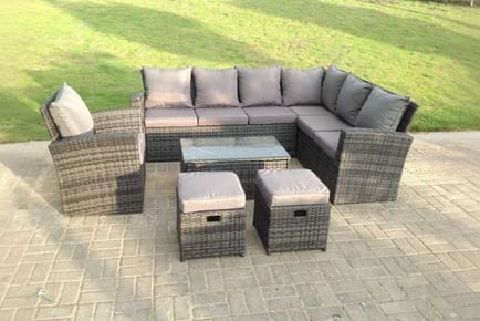 Rattan Corner Sofa Set Chair Table Stool