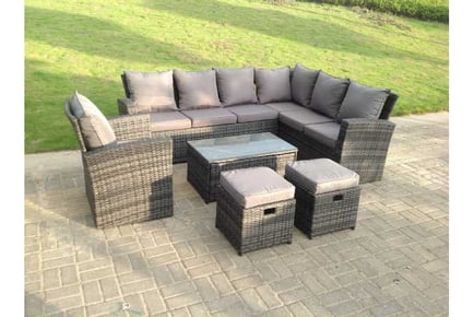 Rattan Corner Sofa Set Chair Table Stool