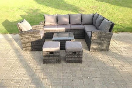 Rattan Corner Sofa Set Chair Table Stool