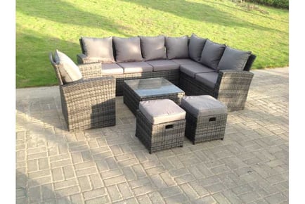 Rattan Corner Sofa Set Chair Table Stool