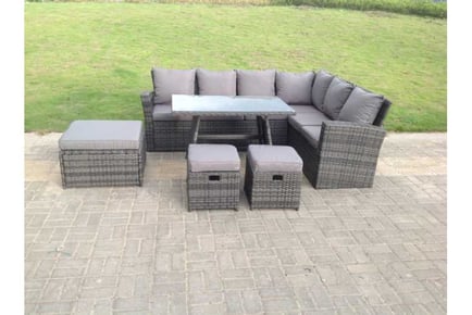 Rattan Corner Sofa Set Table Stool