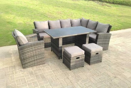 Rattan Corner Sofa Set Chair Table Stool