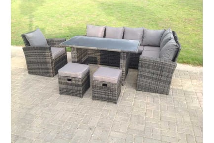 Rattan Corner Sofa Set Chair Table Stool