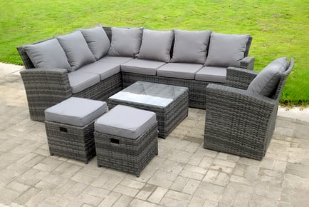 Rattan Corner Sofa Set Chair Table Stool