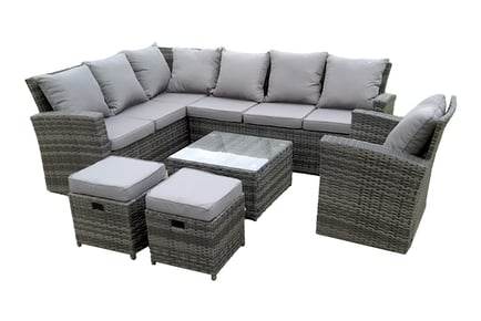 Rattan Corner Sofa Set Chair Table Stool