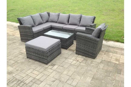 Rattan Corner Sofa Set Chair Table Stool