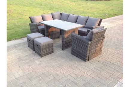 Rattan Corner Sofa Set Chair Table Stool