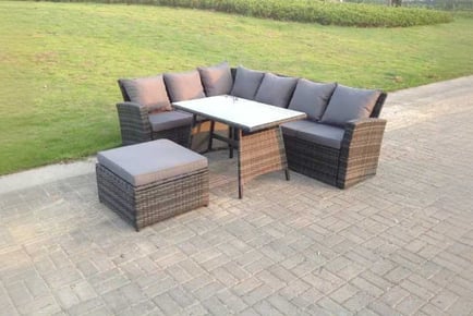 Rattan Corner Sofa Set Table Stool