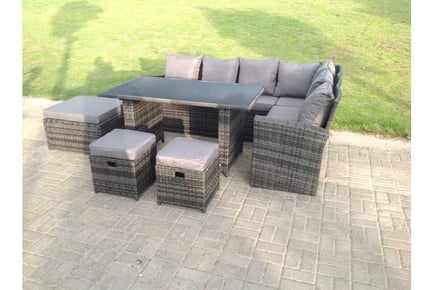 Rattan Corner Sofa Set Table Stool