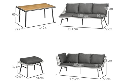 8-Seater Wicker Garden Furniture Set - With Wooden Table!