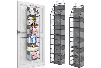 6 Shelves Door Hanging Organiser Storage Bag - White & Grey
