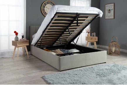 Plush Velvet Ottoman Storage Bed Frame