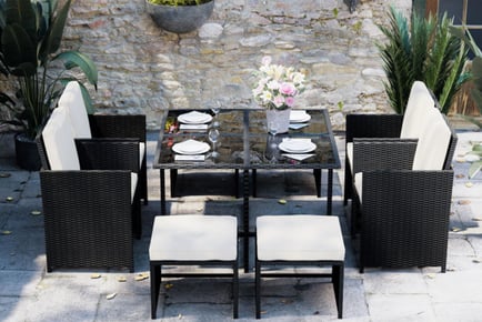 Eight-Seater Rattan Garden Dining Set With Optional Cover!