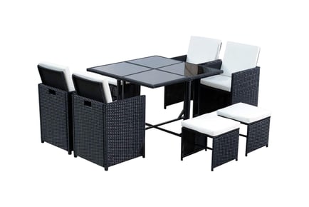 Eight-Seater Rattan Garden Dining Set With Optional Cover!