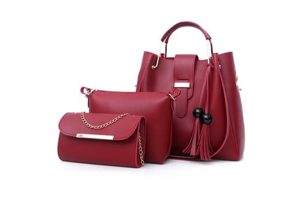 Set of 3 PU Leather Handbags for Women in 6 Colours