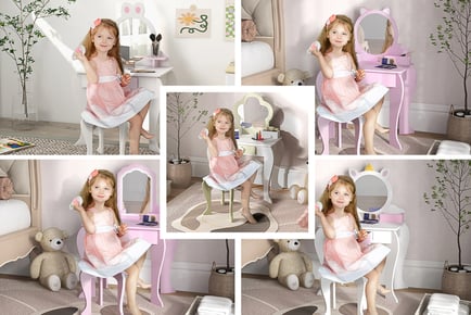 Kid's Vanity Table with Mirror and Stool - 5 Designs