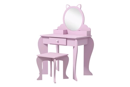 Kid's Vanity Table with Mirror and Stool - 5 Designs