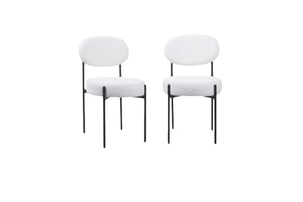 Set of 2 Upholstered Boucle Dining Chairs