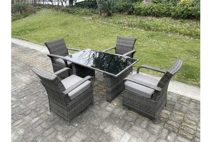 PE Rattan Garden Dining Table Set Chair