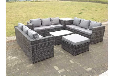 Rattan Sofa Set Coffee Table Footstool