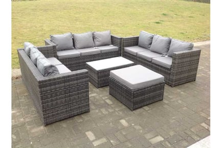 Rattan Sofa Set Coffee Table Footstool