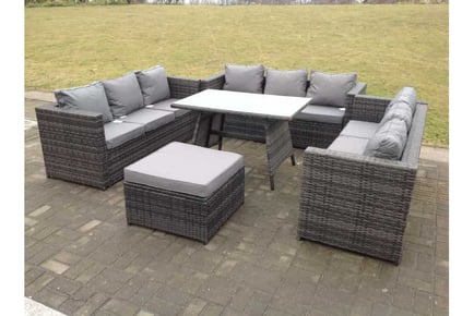 Rattan Sofa Set Dining Table Footstool