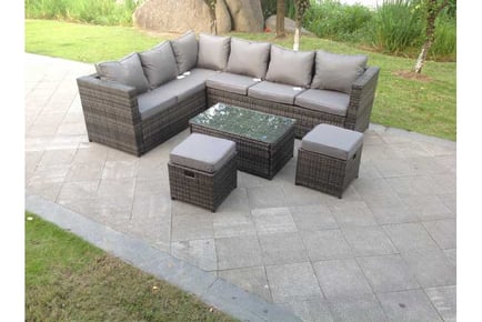 Rattan Corner Sofa Set Coffee Table