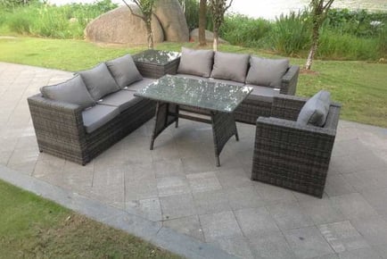 Rattan Corner Sofa Set Dining Table