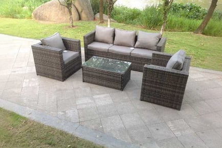 PE Rattan Sofa Set Coffee Table Chair