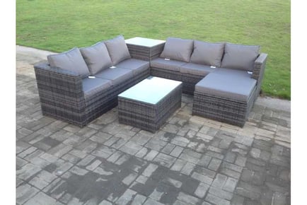 Rattan Sofa Set Coffee Table Footstool