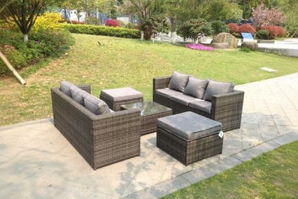 PE Rattan Sofa Set Coffee Table Stool